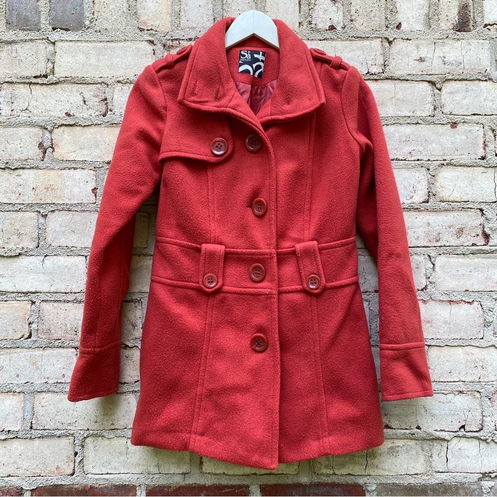 Staccato Orange/Red Pea Coat Size Small